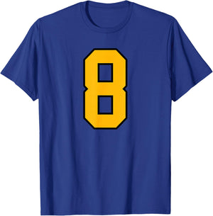 Gold and Black Sports Number 8 Jersey Uniform Player T-Shirt - T-Shirt | Royal