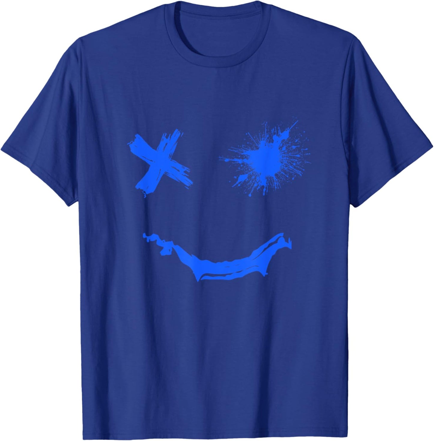 Blue Grunge Smile Royal Blue Graphic T-Shirt - T-Shirt | Royal