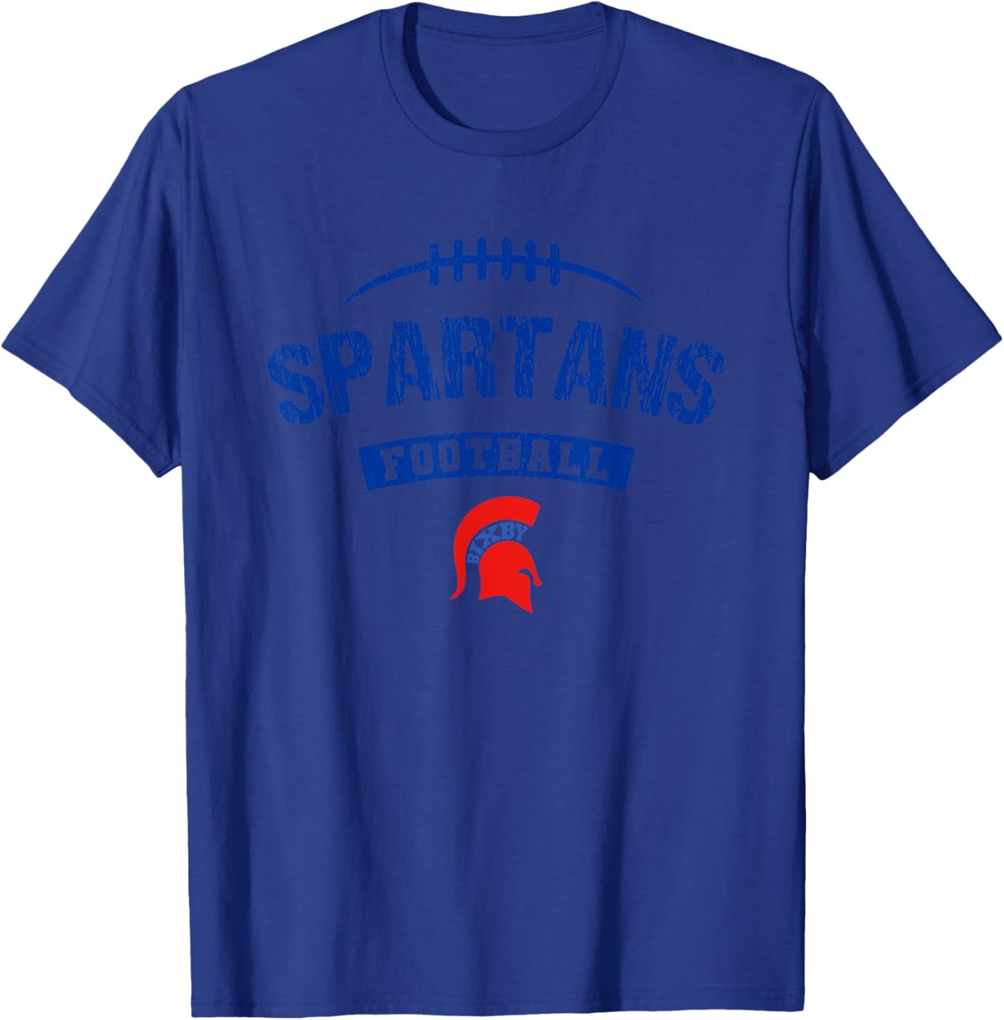 Bixby Spartans Logo Football Distressed HS T-Shirt - T-Shirt | Royal