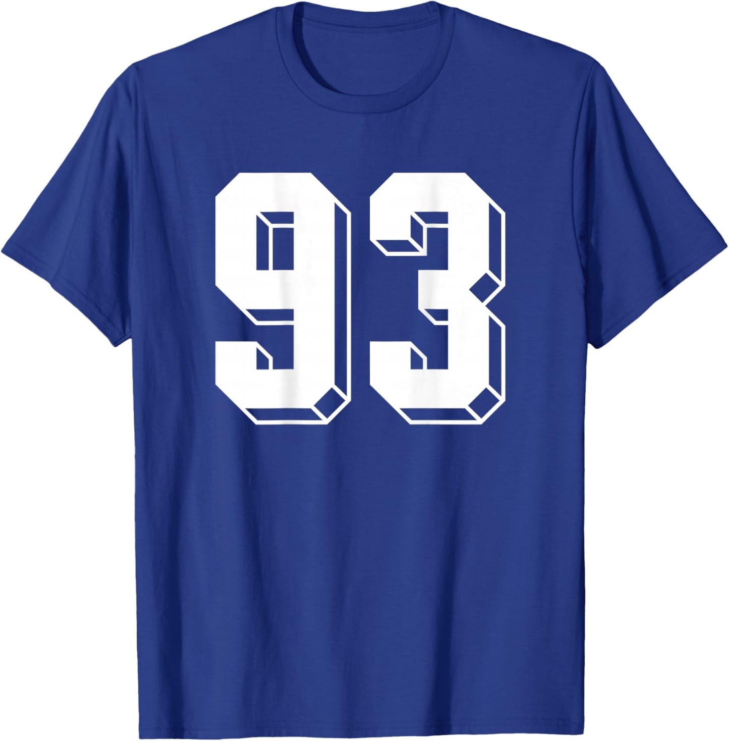 Number 93 BACKSIDE - Retro 80s 90s Team Jersey Numbered T-Shirt - T-Shirt | Royal