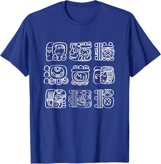 Vintage Mayan And Aztec Maya Hieroglyphs T-Shirt - T-Shirt | Royal