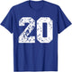 Number 20 White Best Classic College Style Birthday Funny T-Shirt - T-Shirt | Royal
