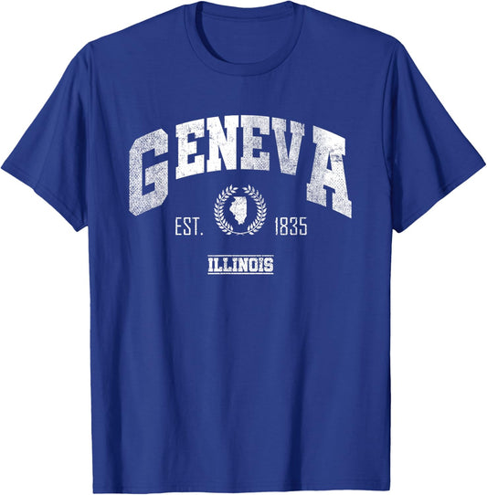 Geneva IL | Illinois | Vintage Throwback T-Shirt - T-Shirt | Royal