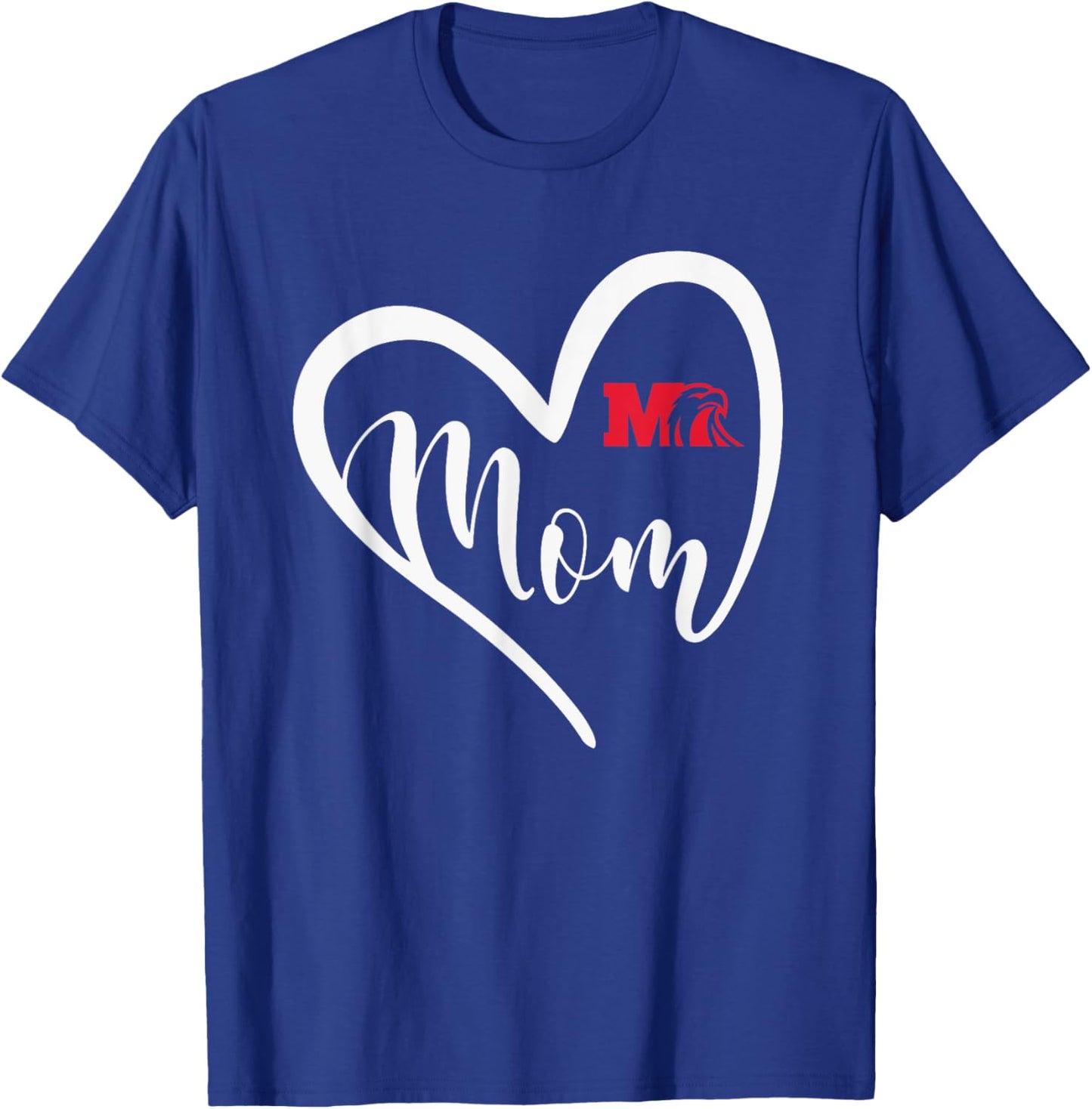 Milford Eagles Logo Heart Mom HS T-Shirt - T-Shirt | Royal