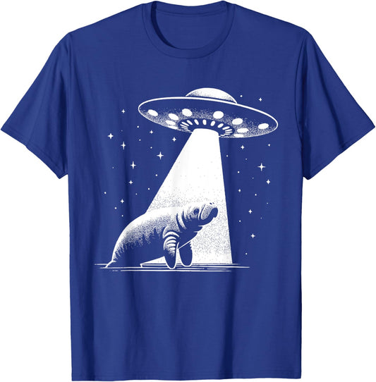 Manatee Dad Mom Lover - Funny Alien UFO T-Shirt - T-Shirt | Royal