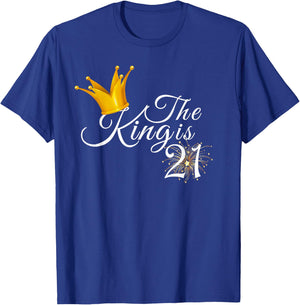 21st Birthday Party Gift 21 Year Old The King Is 21 T-Shirt - T-Shirt | Royal