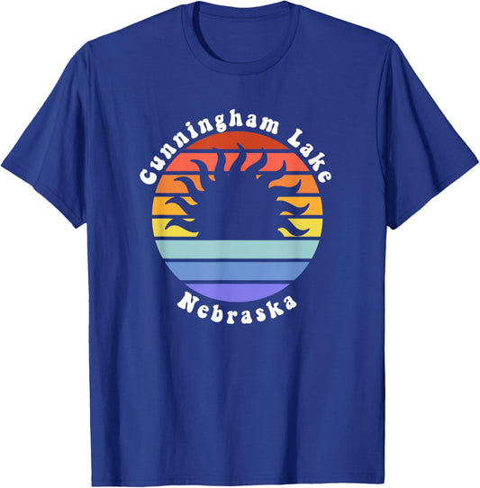Cunningham Lake Nebraska Sunrise Family Vacation Souvenir T-Shirt - T-Shirt | Royal