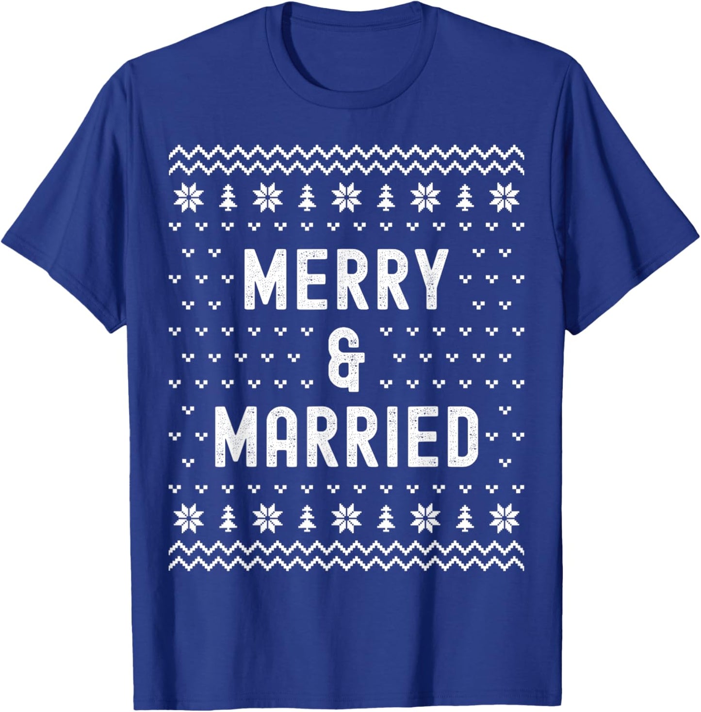 Merry & Married Matching Couples First Christmas as Mr & Mrs T-Shirt - T-Shirt | Royal