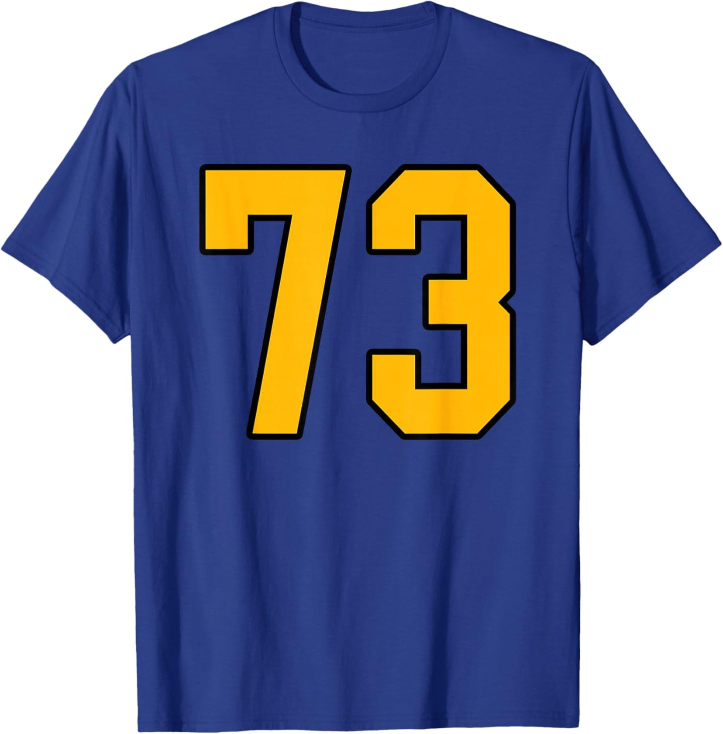 Gold and Black Sports Number 73 Jersey Uniform Player T-Shirt - T-Shirt | Royal