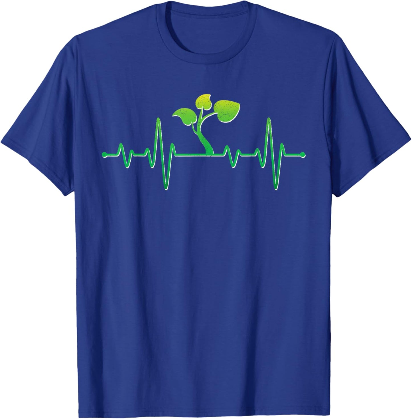 Garden Plant Lover Heartbeat Lawn Mowing Planting Gardener T-Shirt - T-Shirt | Royal