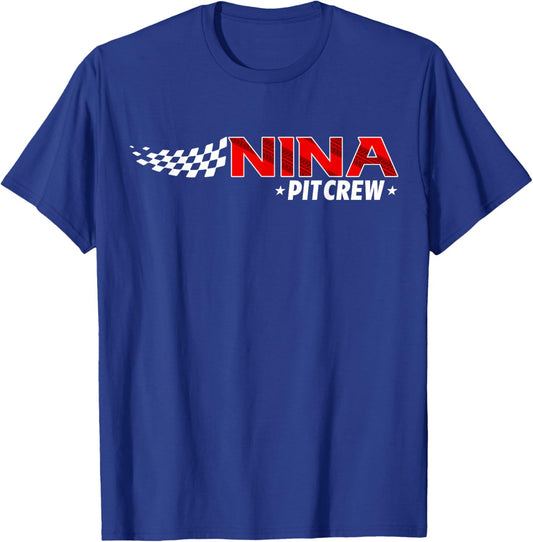 Race Car Birthday Party Racing Family Nina Pit Crew T-Shirt - T-Shirt | Royal