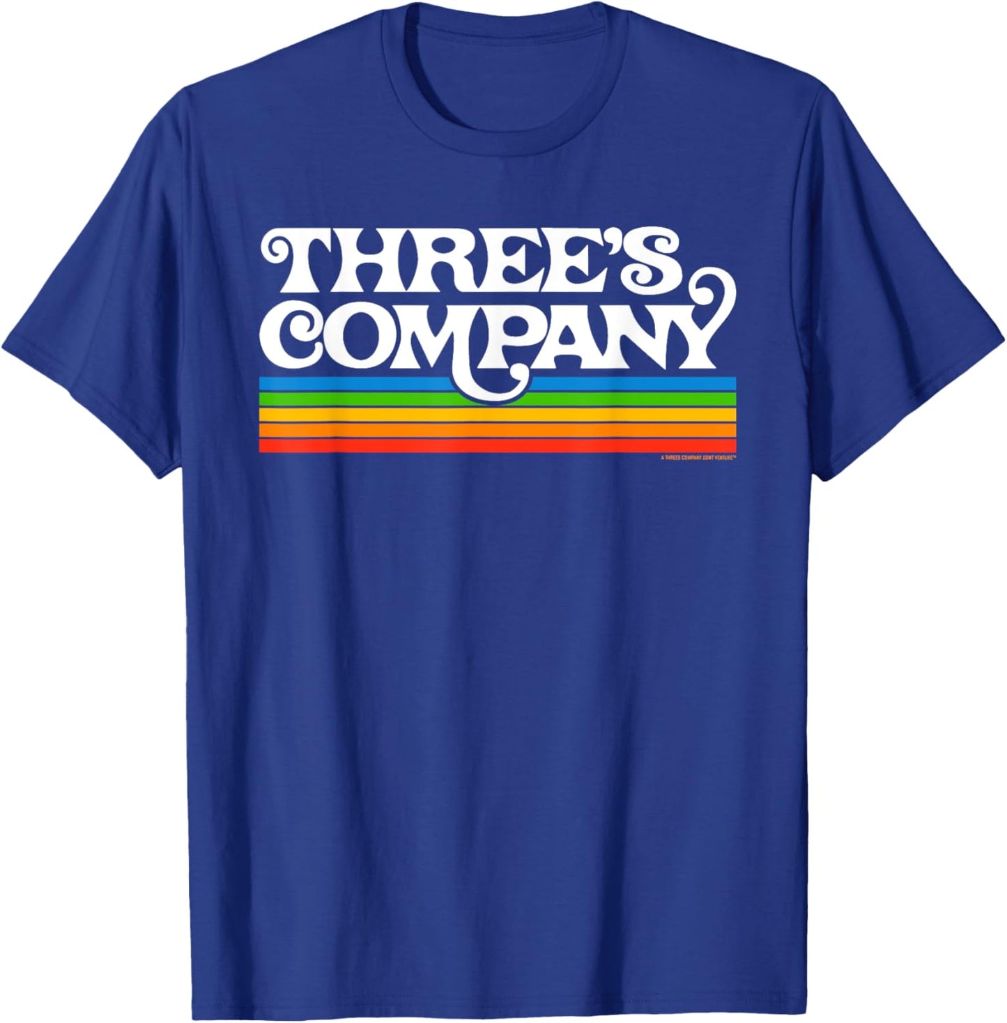 Three's Company Logo Retro Chromatic 80's Rainbow T-Shirt - T-Shirt | Royal