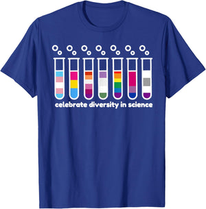 Diversity In Science , Gay Pride Flag Colors Featured in Tes T-Shirt - T-Shirt | Royal