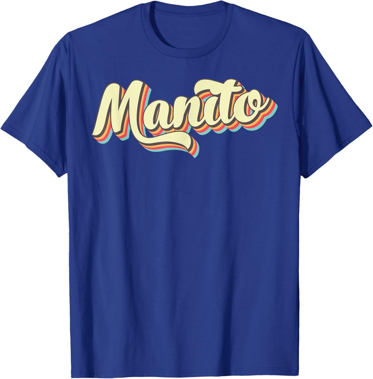 Manito Retro Art Baseball Font Vintage T-Shirt - T-Shirt | Royal