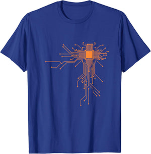 Cool Computer Geek Youth with CPU Gaming Programmer Apparel T-Shirt - T-Shirt | Royal