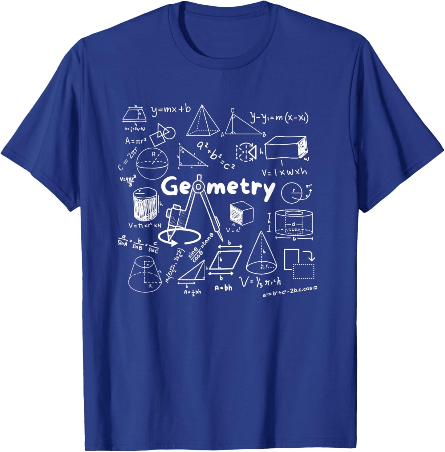 Geometry Lover's Shapes Equations & Formulas Cool Math Geek T-Shirt - T-Shirt | Royal