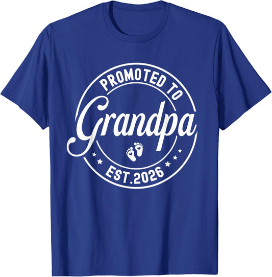 Promoted to Grandpa est. 2026 Grandparents Baby Announcement T-Shirt - T-Shirt | Royal