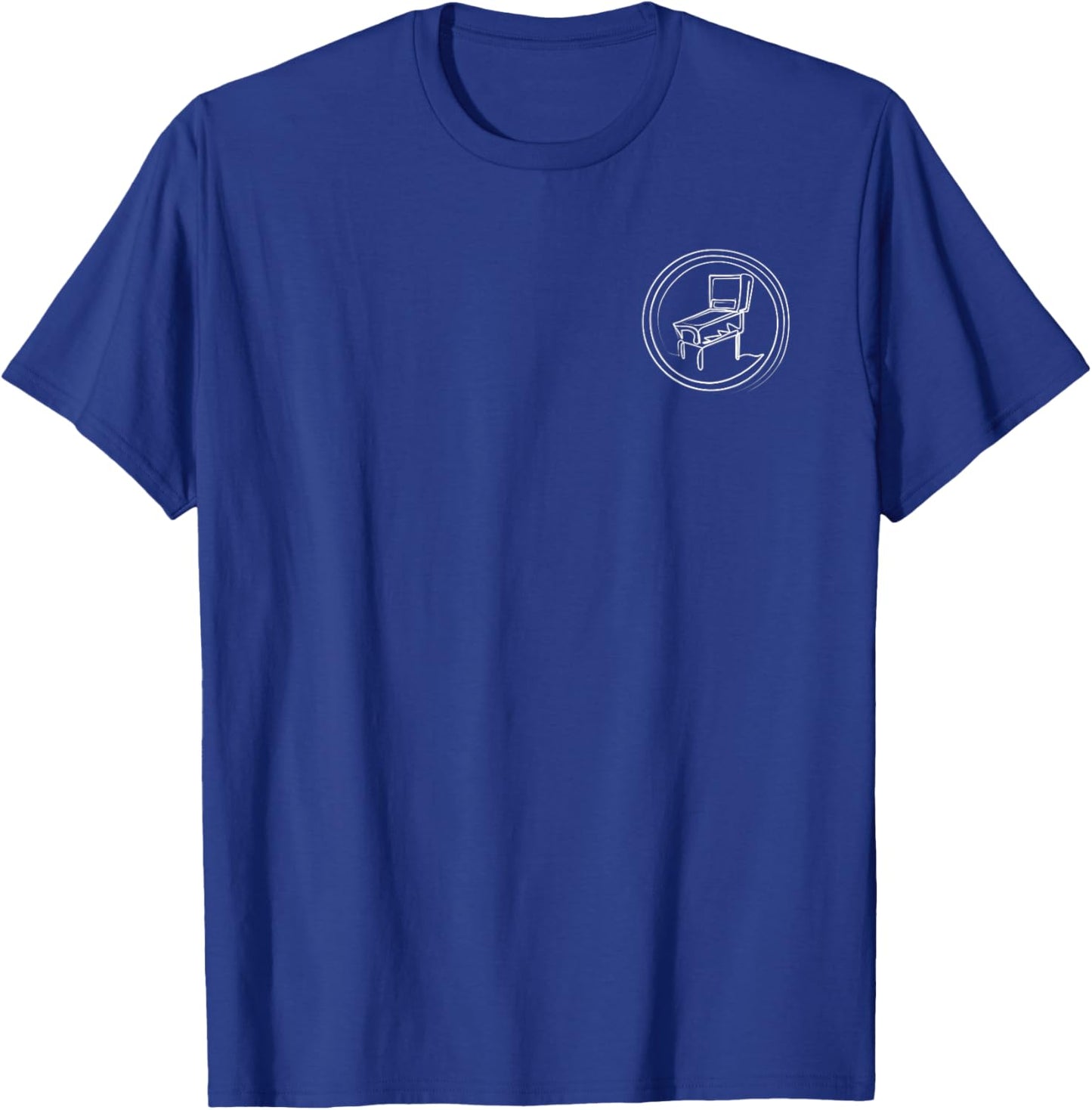 Pinball Machine Badge Minimalist One Line Drawing T-Shirt - T-Shirt | Royal