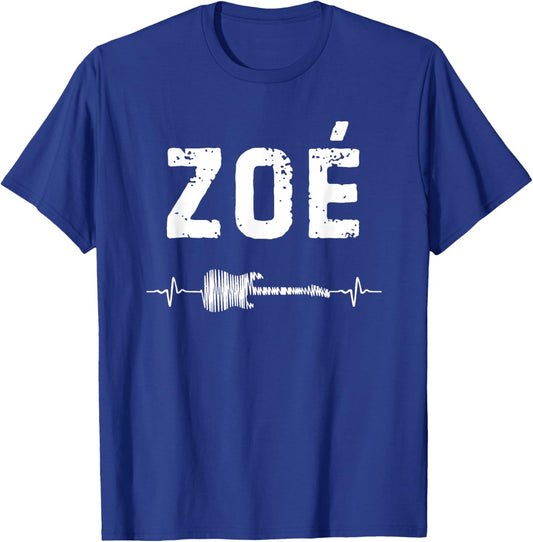 Zoé Guitar Heartbeat Music Guitarist Retro Vintage T-Shirt - T-Shirt | Royal