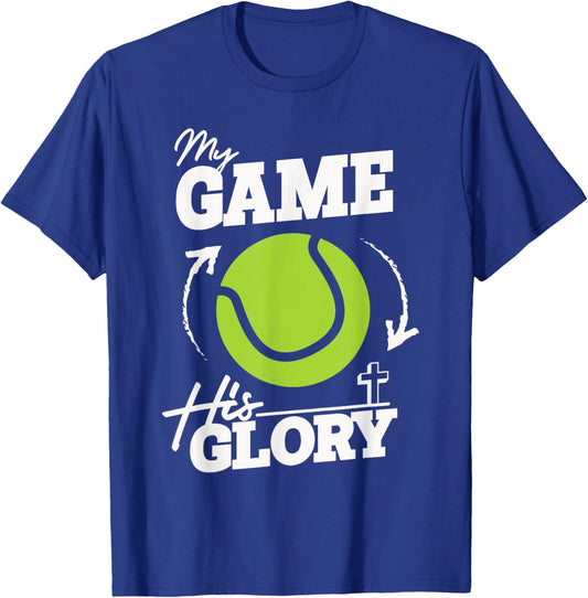 My Game His Glory - Teen Boy Christian Tennis T-Shirt - T-Shirt | Royal