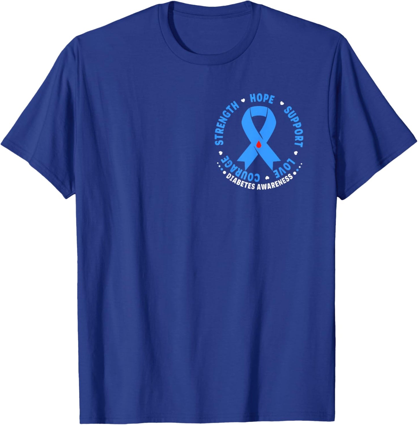 Diabetes Awareness Month Blue Love Ribbon Support T1D T2D T-Shirt - T-Shirt | Royal