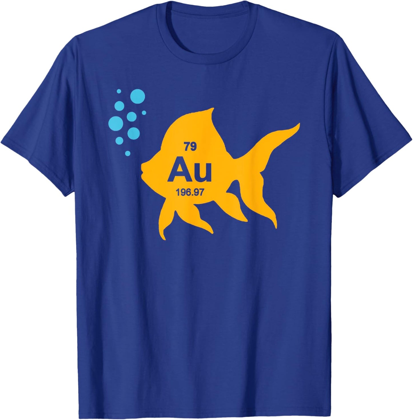 Funny Chemistry Periodic Table Elemental Gold Fish T-Shirt - T-Shirt | Royal