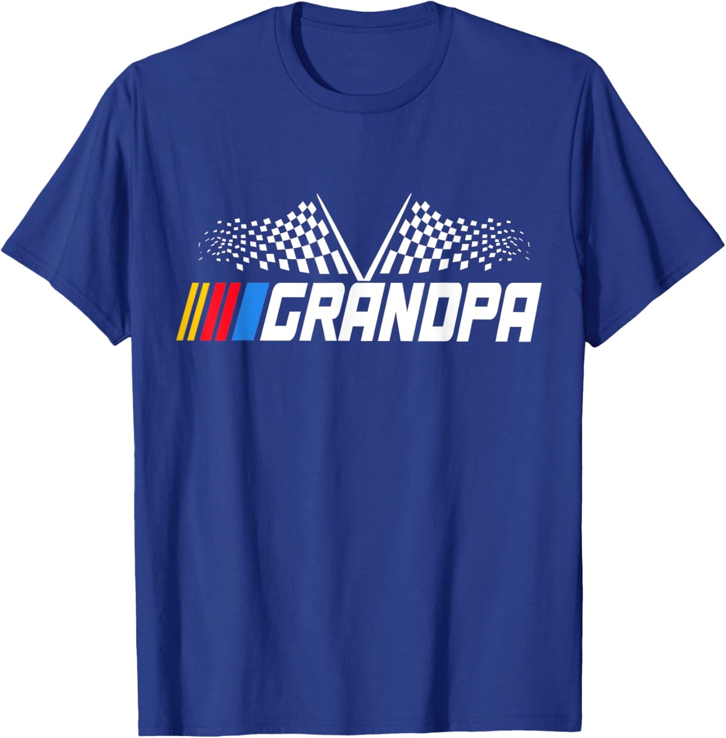 Grandpa Race Car Fan Checkered Flag funny Grandpa's Race Day T-Shirt - T-Shirt | Royal