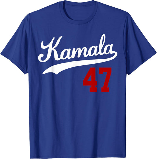 Vintage Madam President Harris 2024 KAMALA 47 Blue Jersey T-Shirt - T-Shirt | Royal