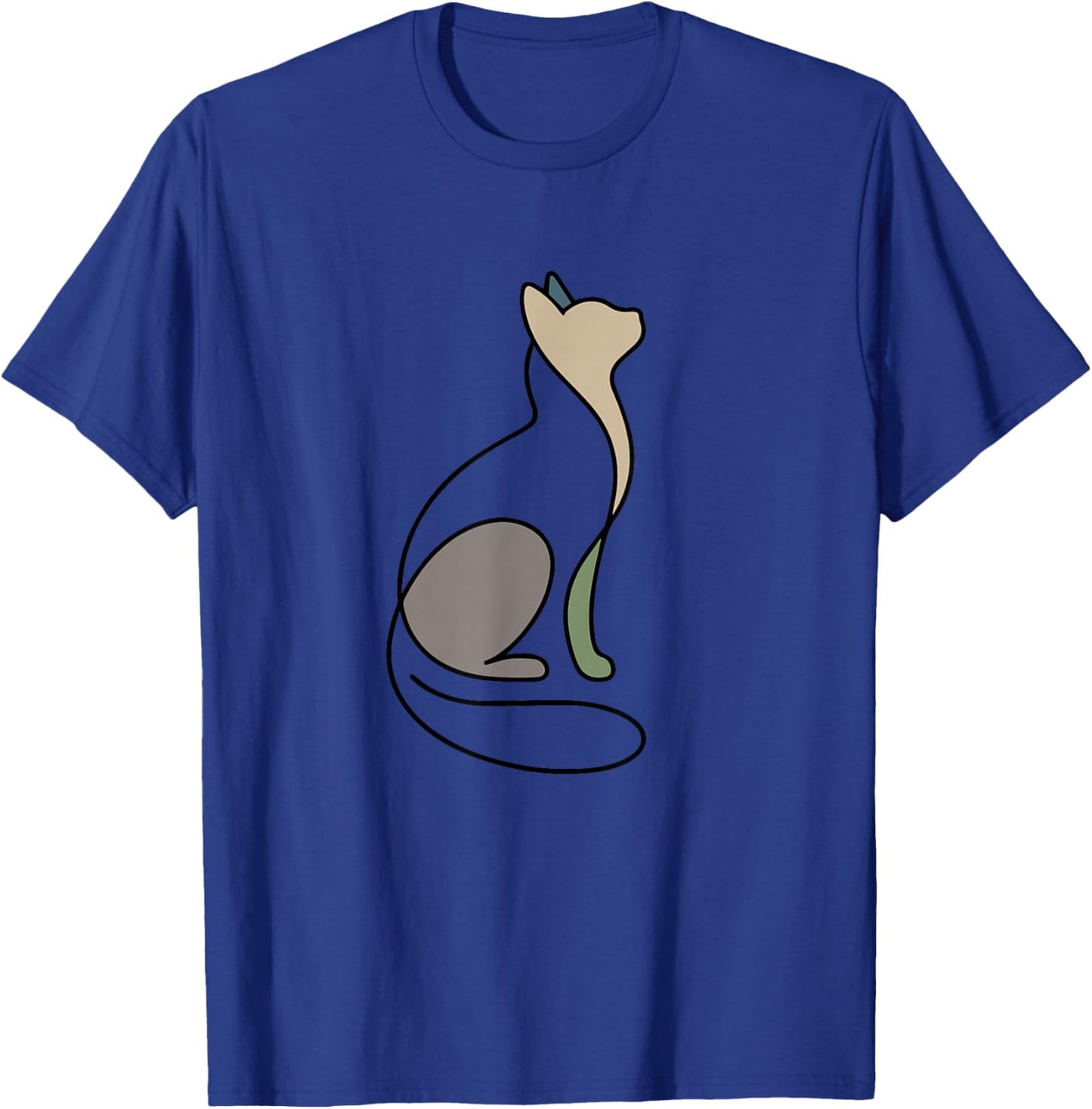 Minimalist Cat Design in Neutral Modern Tones T-Shirt - T-Shirt | Royal