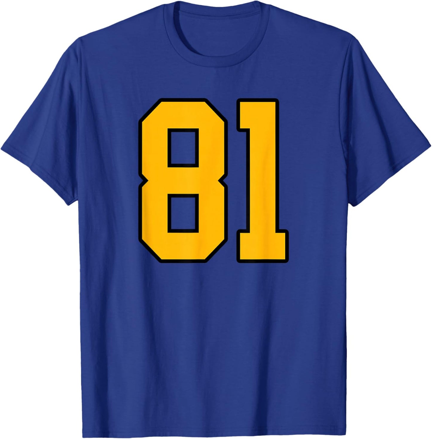 Gold and Black Sports Number 81 Jersey Uniform Player T-Shirt - T-Shirt | Royal