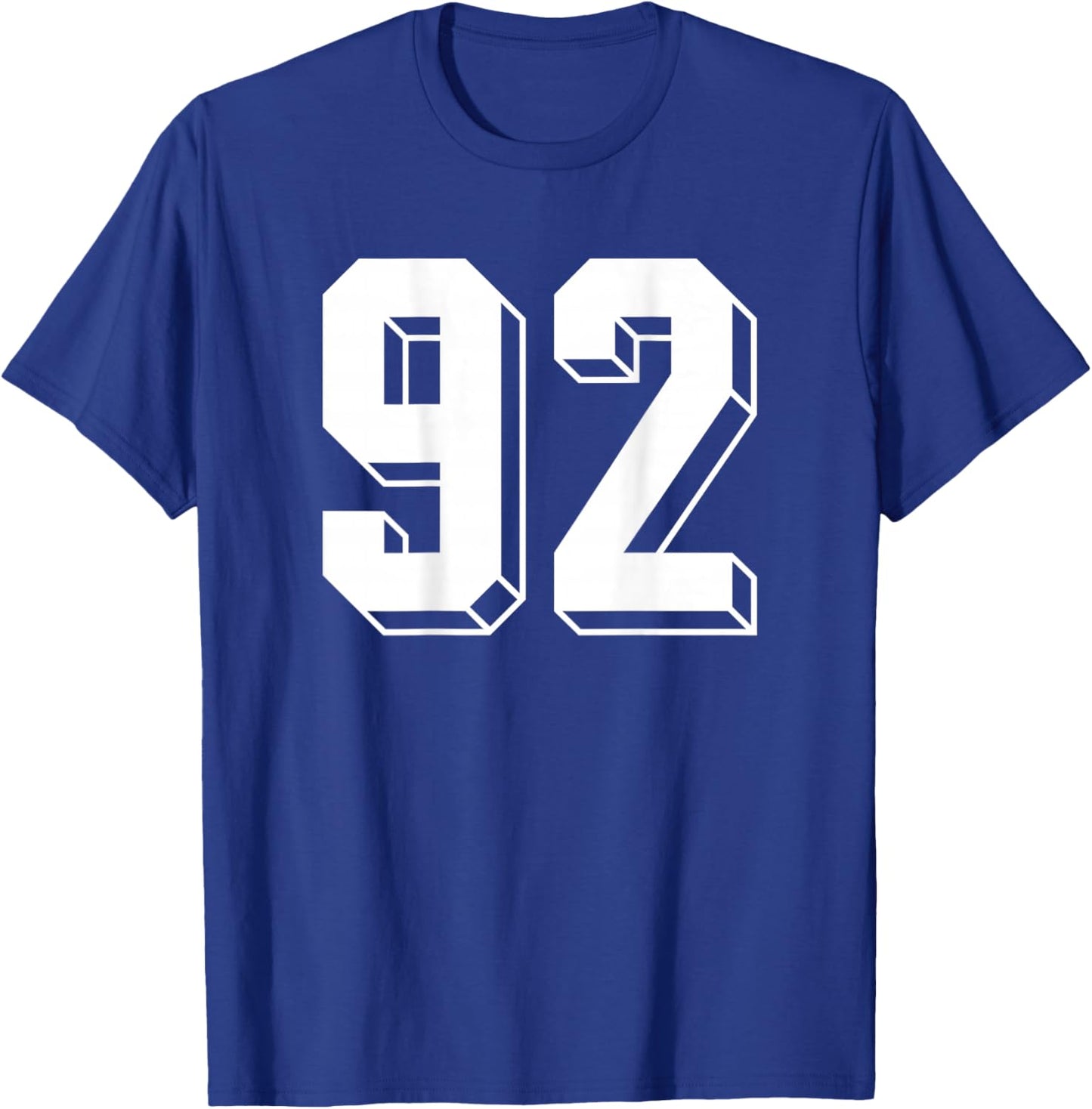 Number 92 BACKSIDE - Retro 80s 90s Team Jersey Numbered T-Shirt - T-Shirt | Royal