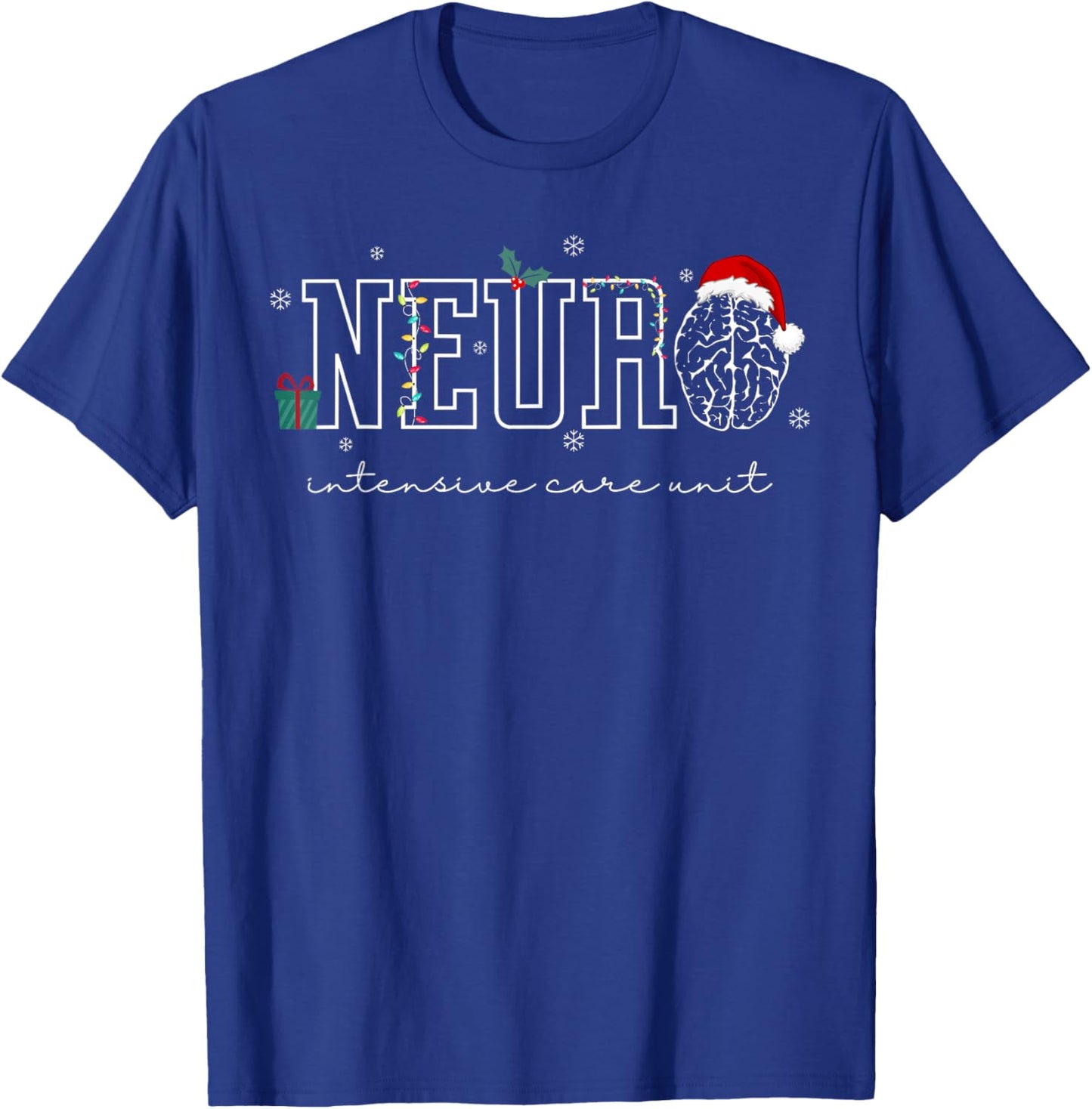 Neuro ICU Nurse Brain Neuroscience ICU Nurse Santa Christmas T-Shirt - T-Shirt | Royal