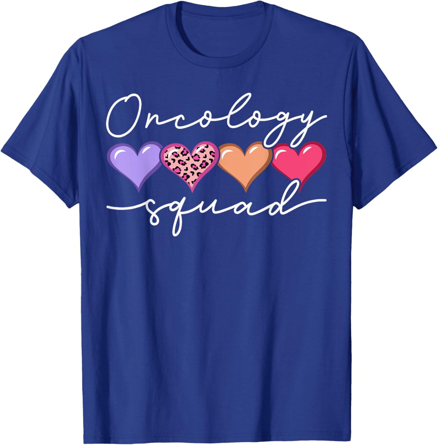 Oncology Squad Oncologist Oncology Nurse Heart Leopard T-Shirt - T-Shirt | Royal