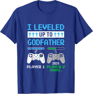 Leveled Up To Godfather 2025 Funny Video Game Soon To Be T-Shirt - T-Shirt | Royal