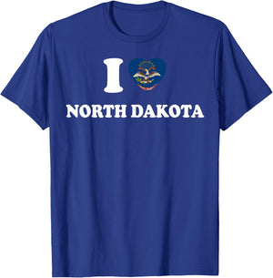 I Love North Dakota Shirt I Heart North Dakota Flag T-Shirt - T-Shirt | Royal