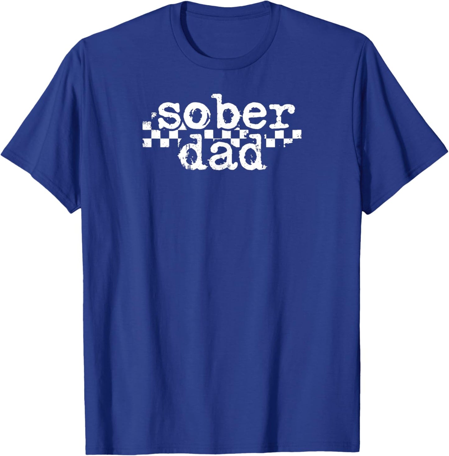 Sober Dad Cool Minimalist Distressed Checkerboard T-Shirt - T-Shirt | Royal