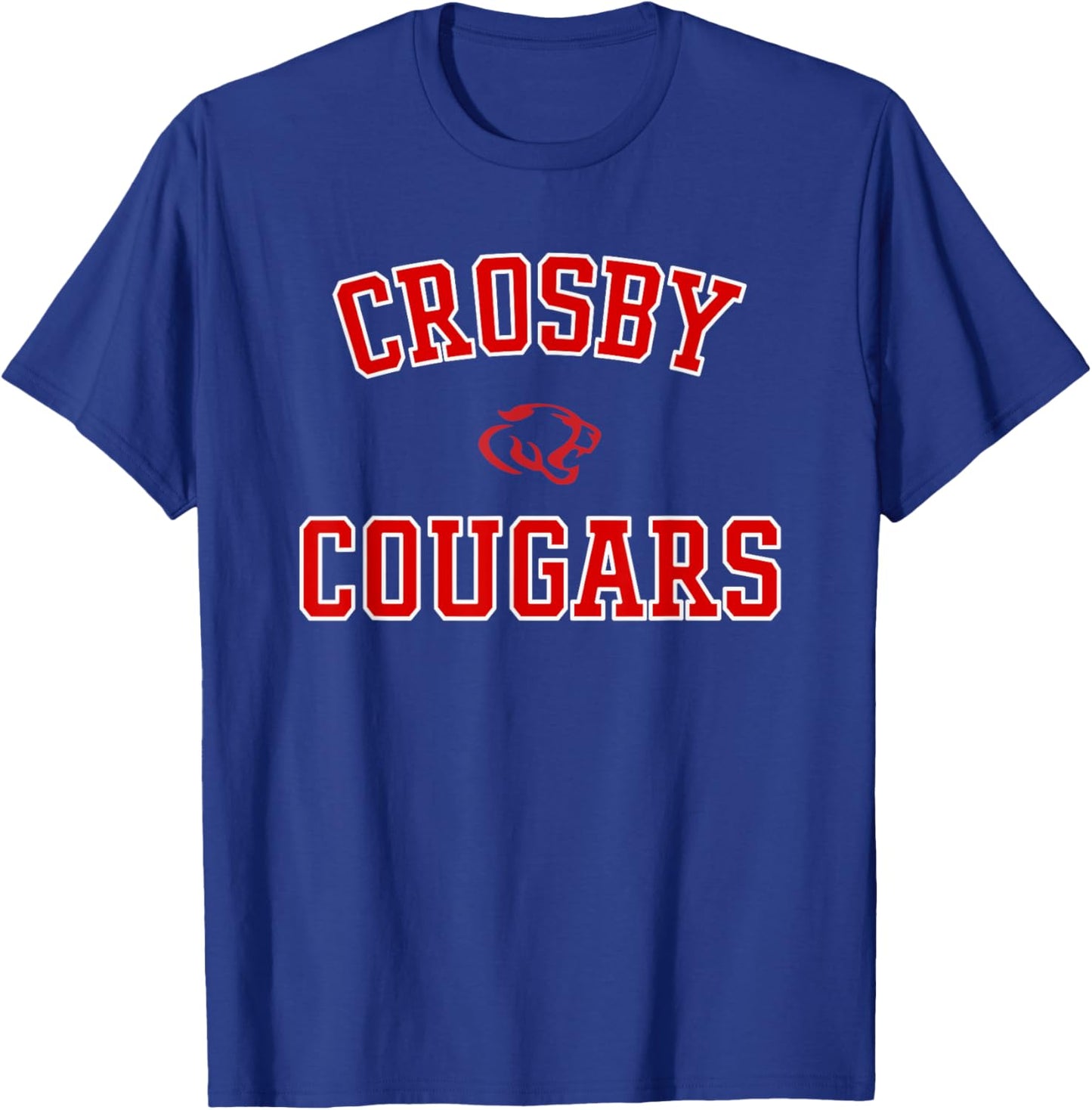 Crosby Cougars Logo Varsity HS T-Shirt - T-Shirt | Royal