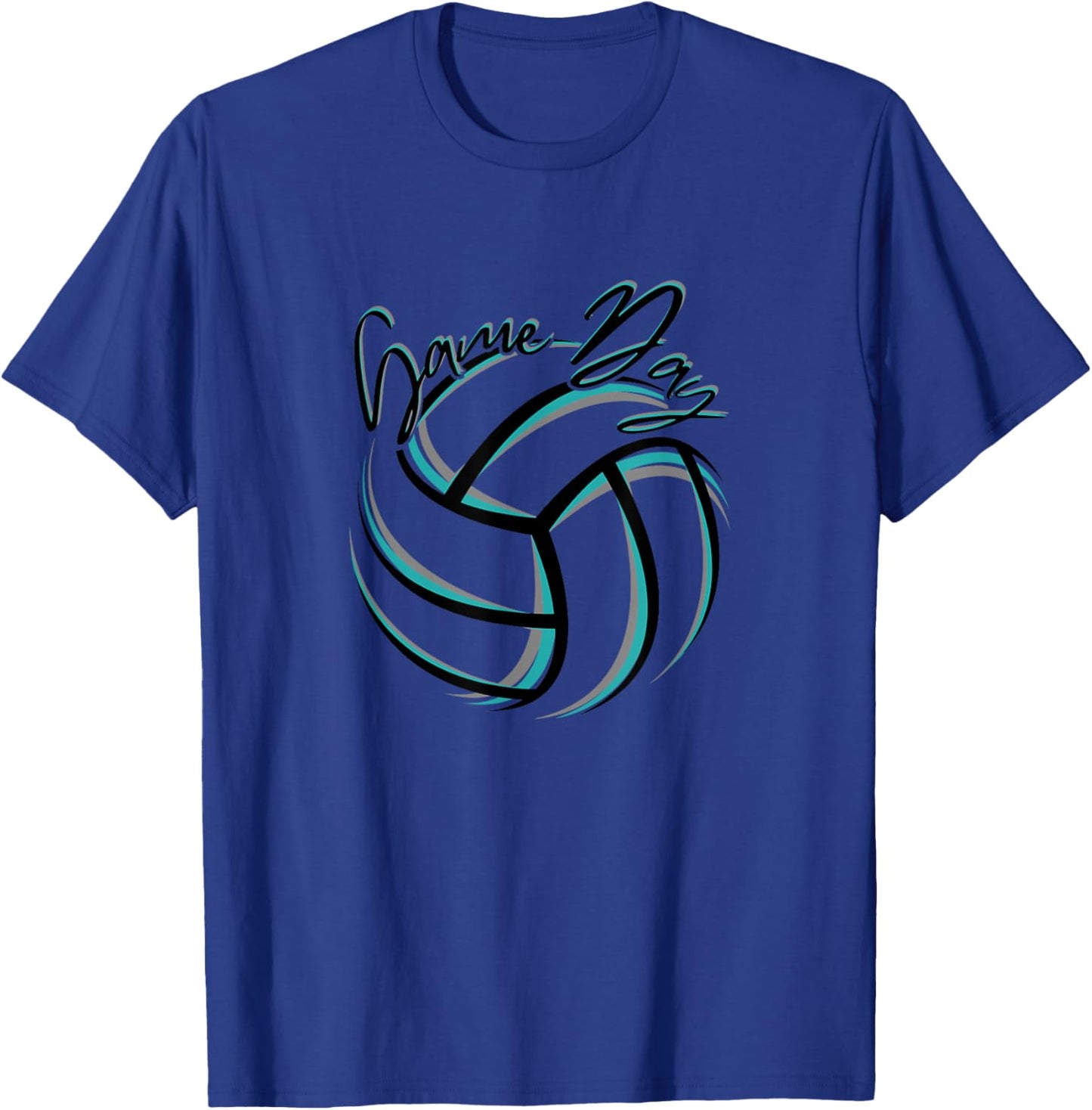 Parents Volleyball Team Game Day Teal & Black Splatter T-Shirt - T-Shirt | Royal