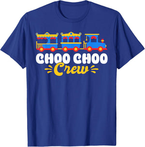 Choo Choo Crew Railway Train Birthday T-Shirt - T-Shirt | Royal