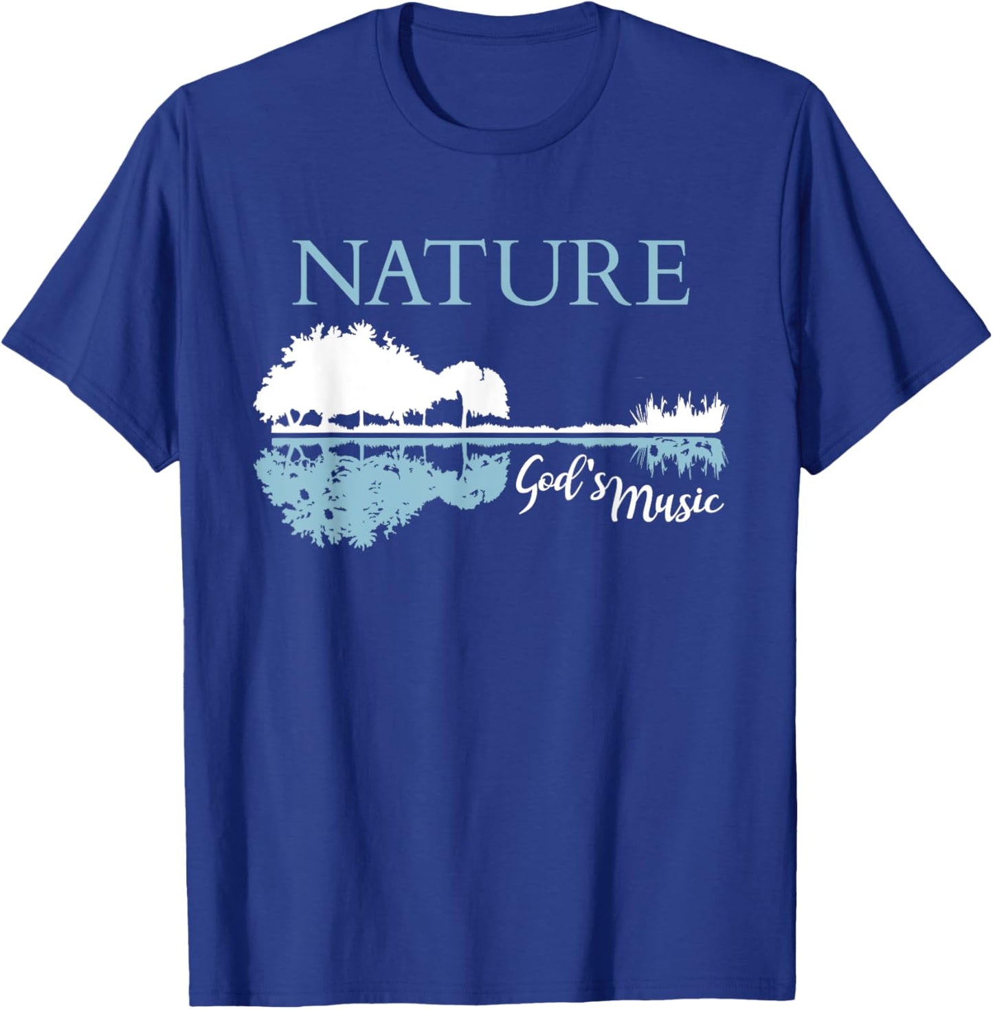 Nature God's Music Christian Outdoors Musician Guitar Lake T-Shirt - T-Shirt | Royal