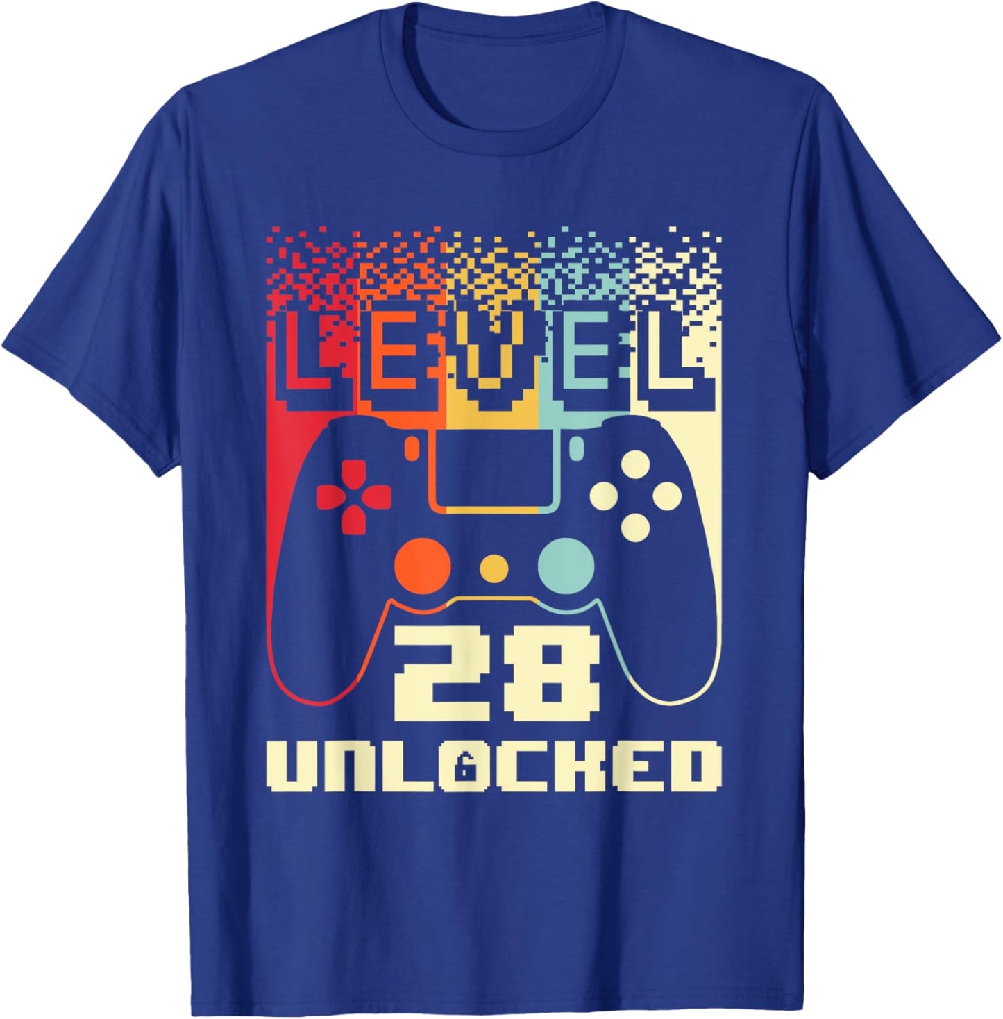 28th Birthday Level 28 Unlocked Gamer 28 Year Old T-Shirt - T-Shirt | Royal