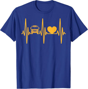 School Bus Driver Heart Yellow Bus T-Shirt - T-Shirt | Royal