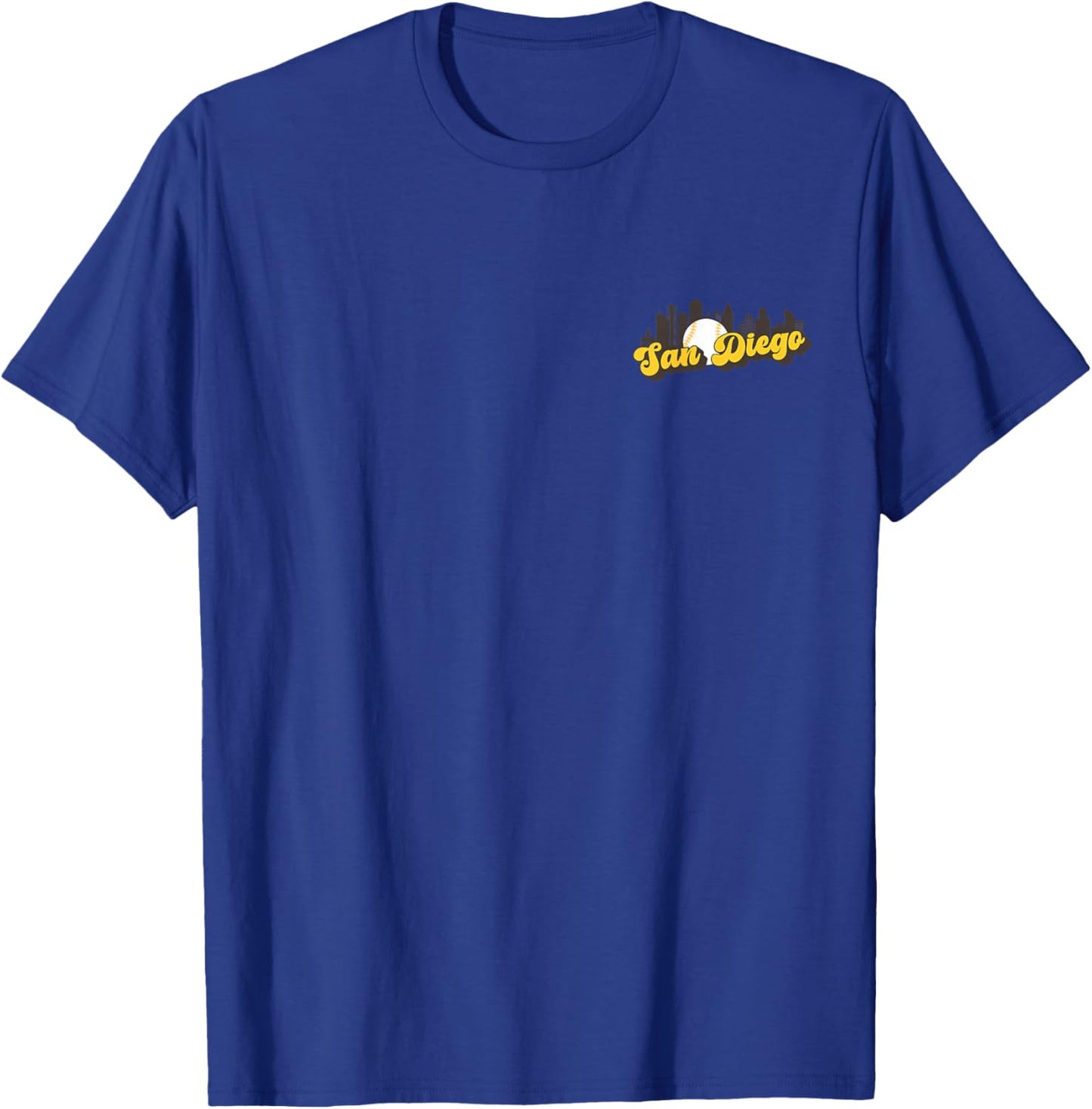 San Diego Baseball Minimalist City Skyline Baseball Lover T-Shirt - T-Shirt | Royal