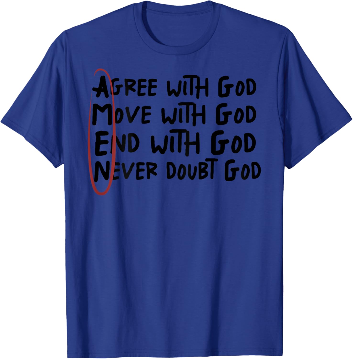 Agree With God Move With God End With God Never Doubt God T-Shirt - T-Shirt | Royal