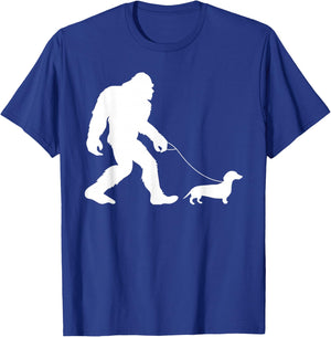 Fun Bigfoot Sasquatch Walking Dachshund Gag Gift T-Shirt - T-Shirt | Royal
