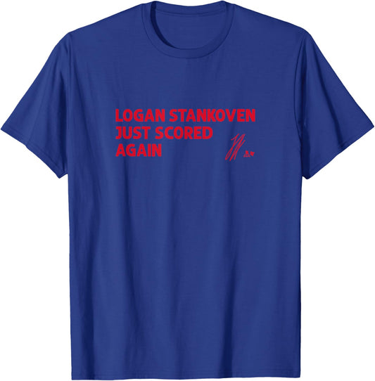 Logan Stankoven Just Scored Again - Carolina Hockey T-Shirt - T-Shirt | Royal
