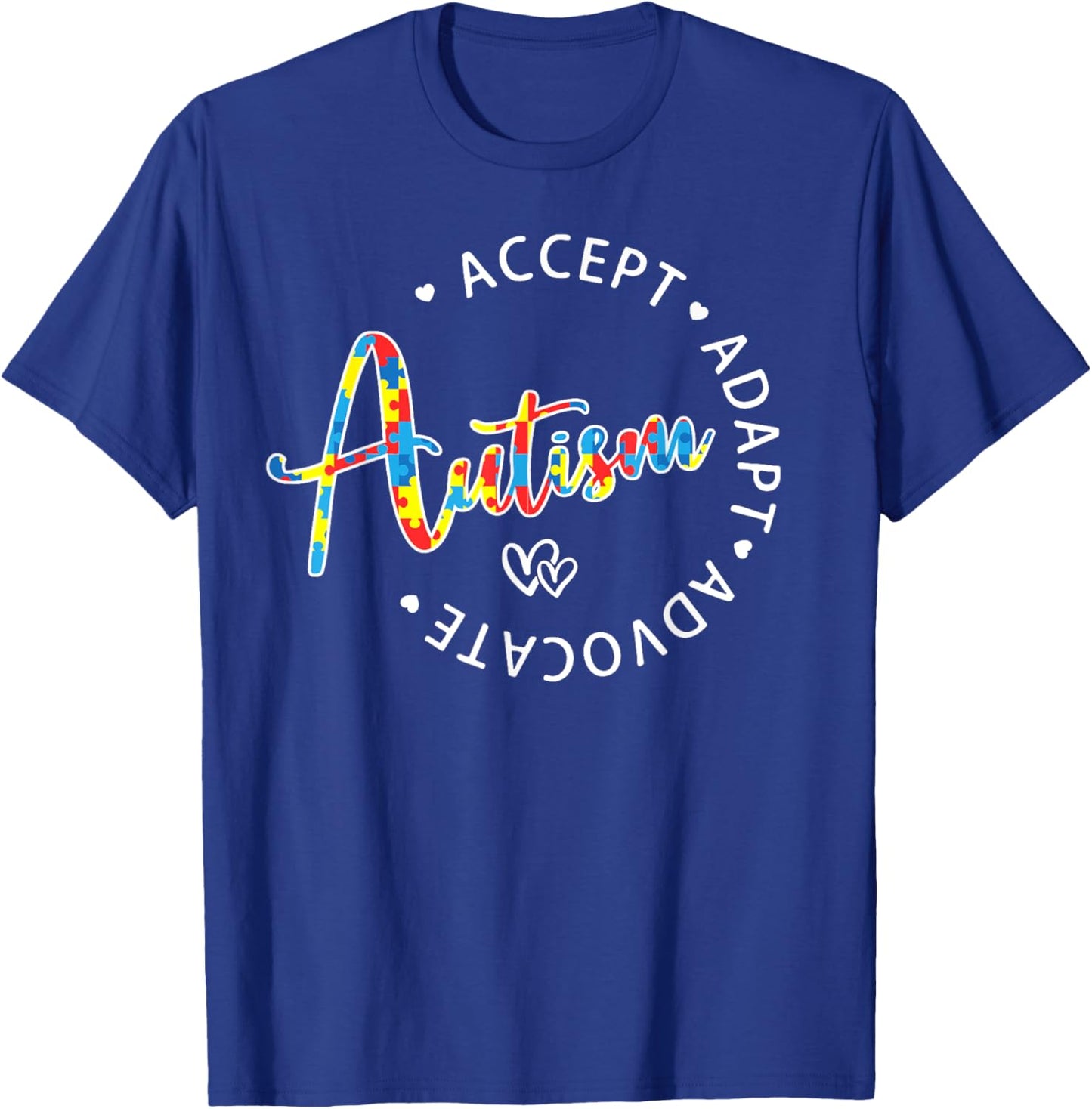 Autism Awareness Accept Adapt Advocate Autistic Month Puzzle T-Shirt - T-Shirt | Royal