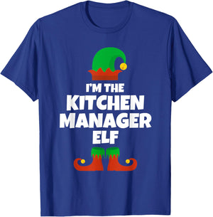 I'm The Kitchen Manager Elf Family Pajama Christmas Funny T-Shirt - T-Shirt | Royal