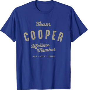 Team Cooper Lifetime Member Funny Name Cooper T-Shirt - T-Shirt | Royal