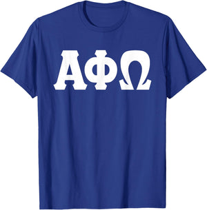 Licensed Alpha Phi Omega Classic Full Letter White T-Shirt - T-Shirt | Royal